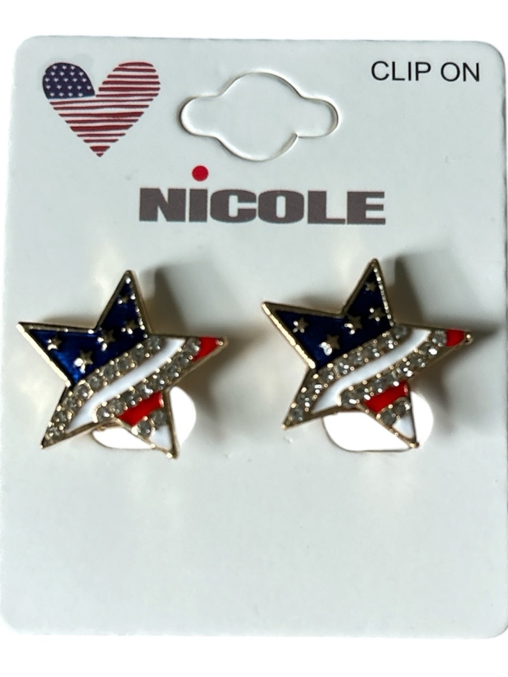 Nicole Gold-Tone Clip-On Earrings with White Accent